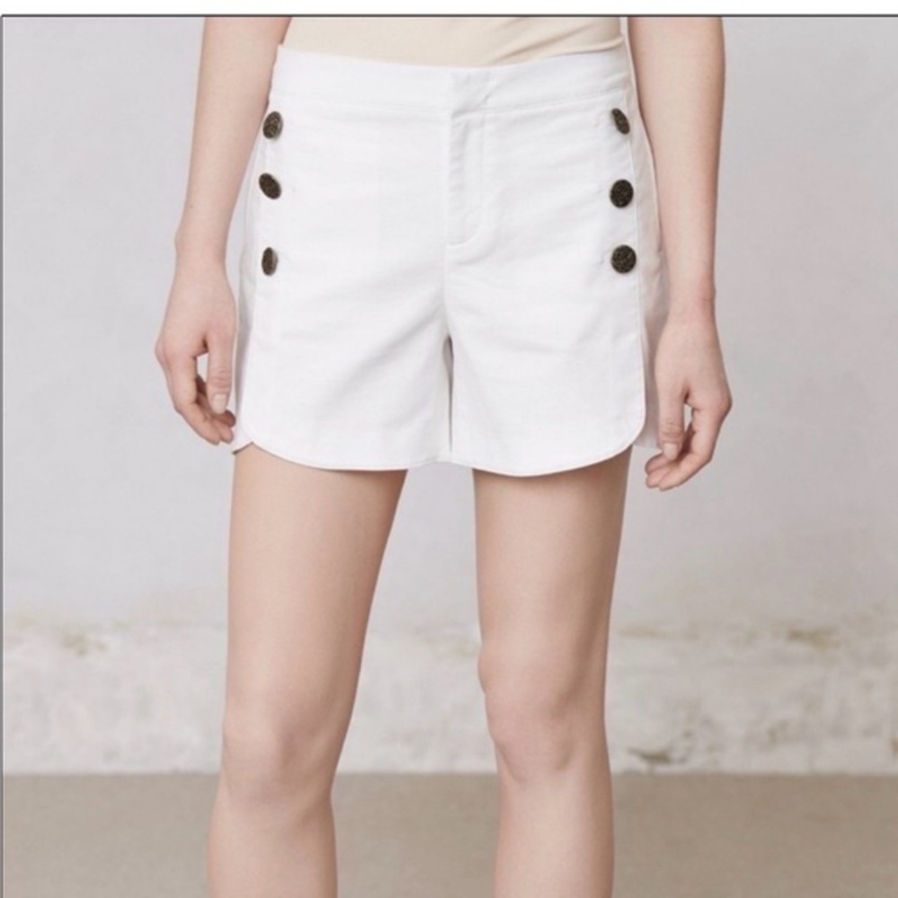 Anthropologie Cartonnier White Tulip Sailor nautical Button Shorts size 4